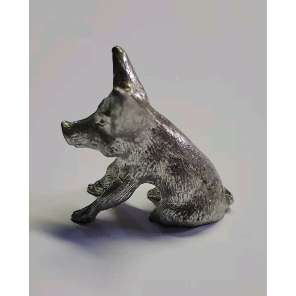 Vintage Pewter Mini 1 & 1/4" Piggy Pig Figurine Animal Miniature Marked MM
